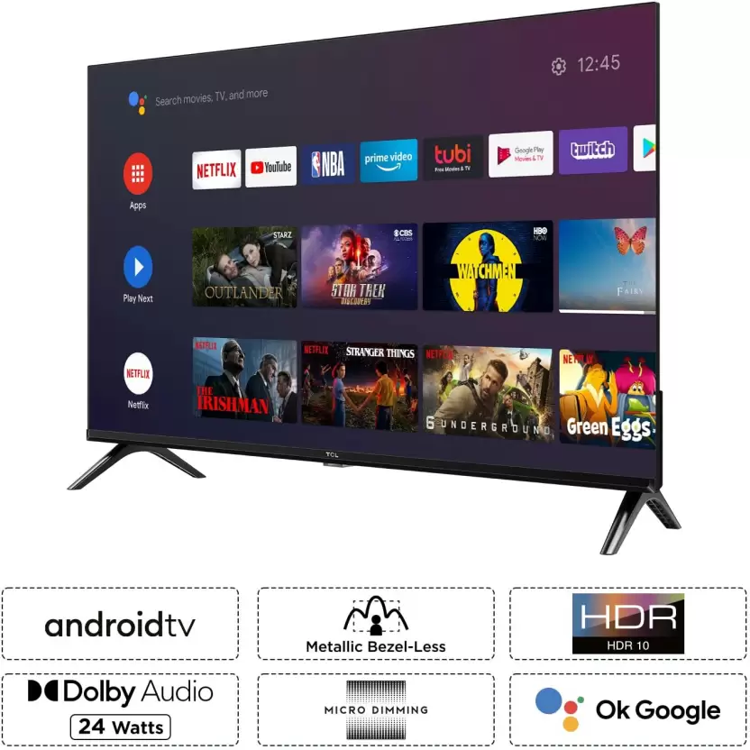 TCL S5403A 80.04 cm (32 inch) HD Ready LED Smart Android TV with Bezel Less with Extra Brightness (Metal Body) (32S5403A) - Image 4