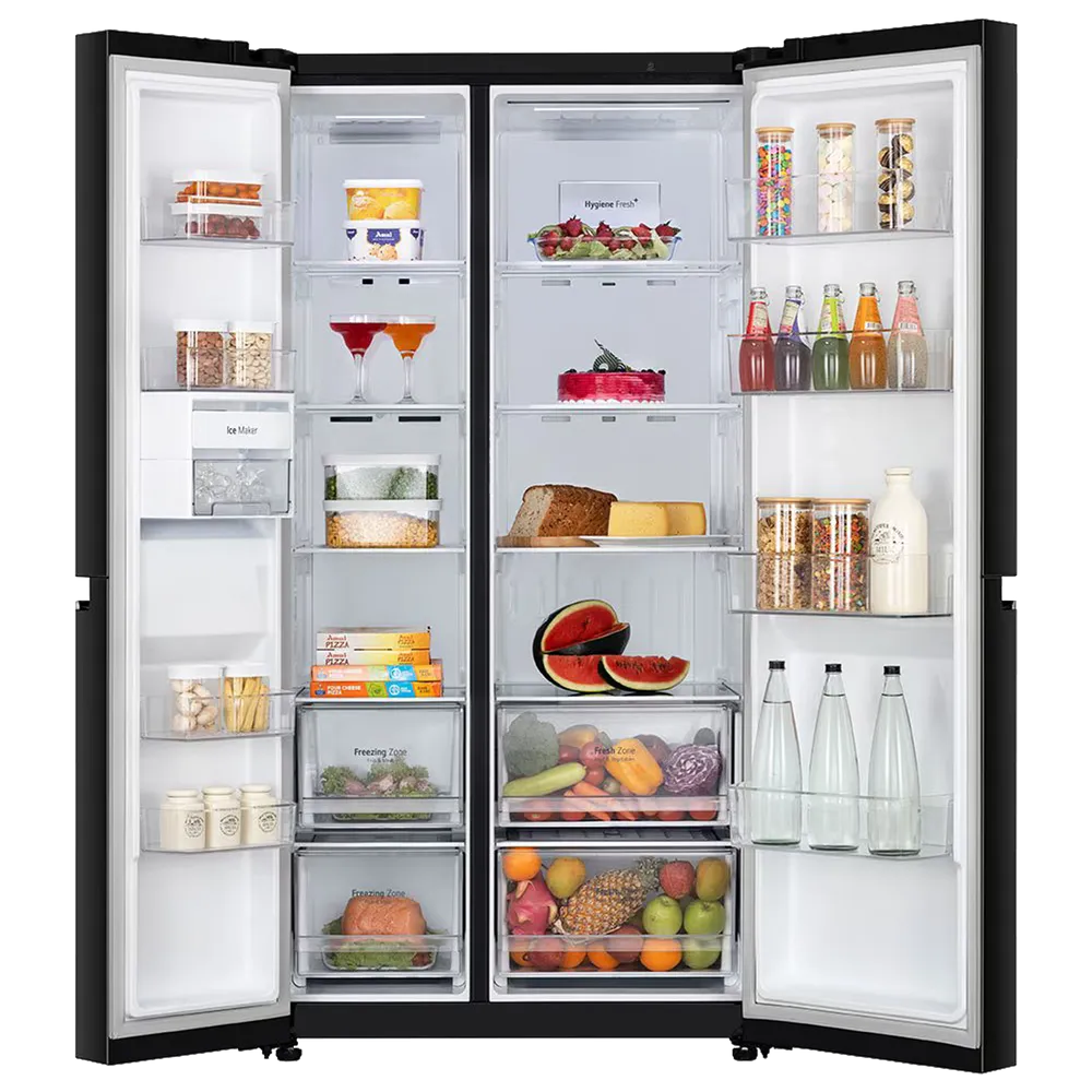 LG 650 Litres 3 Star Frost Free Side by Side Refrigerator with Door Cooling Plus Technology (GLB257EES3, Ebony Sheen) - Image 3