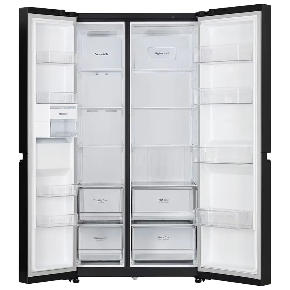 LG 650 Litres 3 Star Frost Free Side by Side Refrigerator with Door Cooling Plus Technology (GLB257EES3, Ebony Sheen) - Image 4