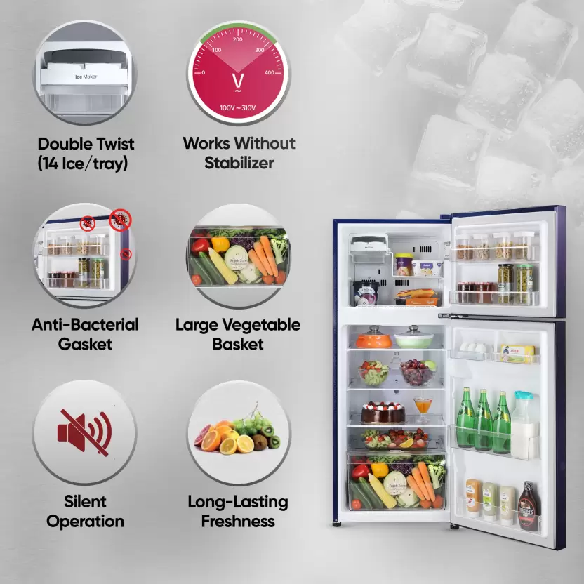 LG 242 L Frost Free Double Door 2 Star Refrigerator (Blue Euphoria, GL-N292BBEY) - Image 4