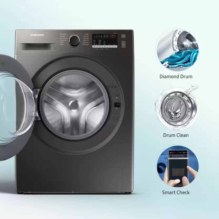 SAMSUNG 9 kg 5 Star, Digital Inverter Motor, Hygiene Steam, Fully Automatic Front Load Washing Machine Black (WW90T4040CX1TL) - Image 3