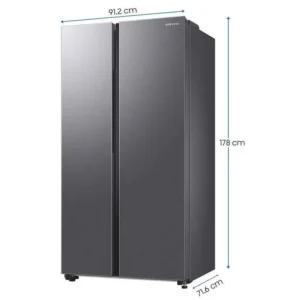 SAMSUNG 653 L Frost Free Side by Side 3 Star Refrigerator  (Refined Inox, RS76CG8103S9HL) - Image 2