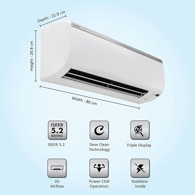 Daikin 1 Ton 5 Star Split Inverter AC - White (FTKM35UV16W, Copper Condenser) - Image 3