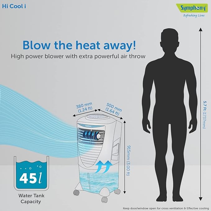 Symphony Hicool i Personal Air Cooler For Home with Remote and Touch Control Panel with Honeycomb Pad, Powerful Blower, i-Pure Technology and Low Power Consumption (31L, White) - Image 3