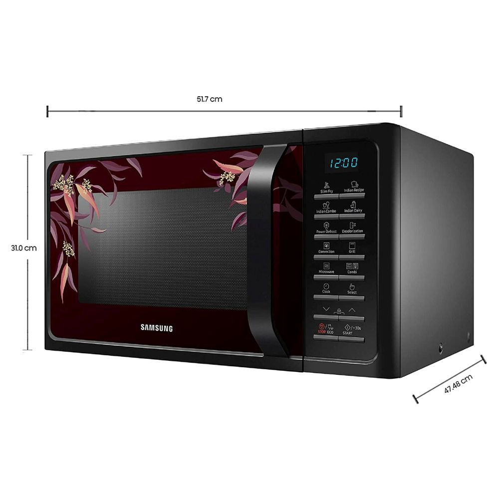 Samsung 28 L Convection Microwave Oven with SlimFry (MC28H5025VR/TL, Black Delight Red Pattern) - Image 2
