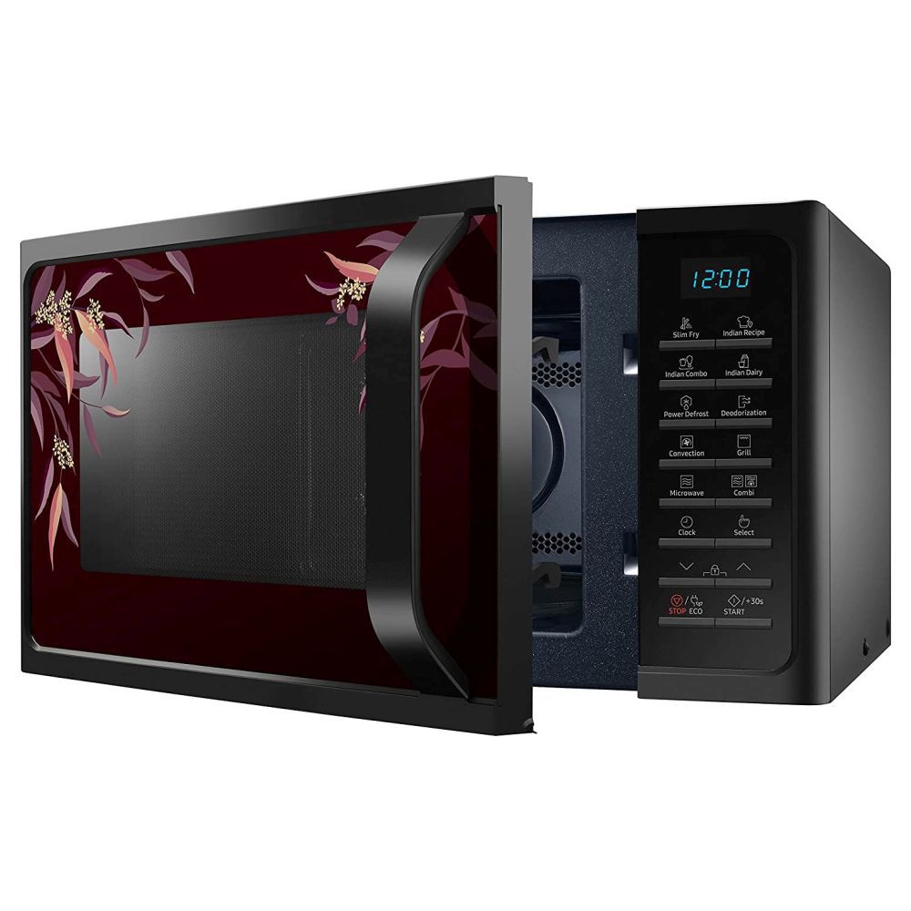 Samsung 28 L Convection Microwave Oven with SlimFry (MC28H5025VR/TL, Black Delight Red Pattern) - Image 4