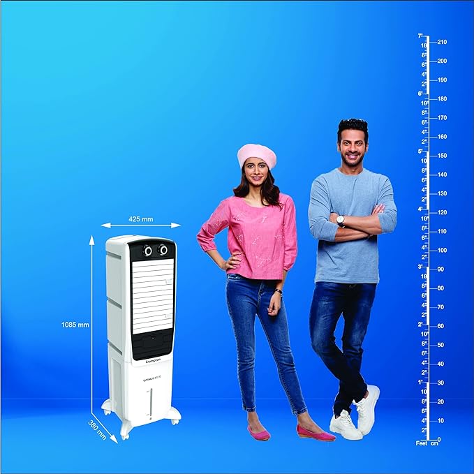 Crompton Optimus Neo Tower Air Cooler- 35L; with Everlast Pump, Auto Fill, 4-Way Air Deflection and High Density Honeycomb pads; White & Black - Image 5