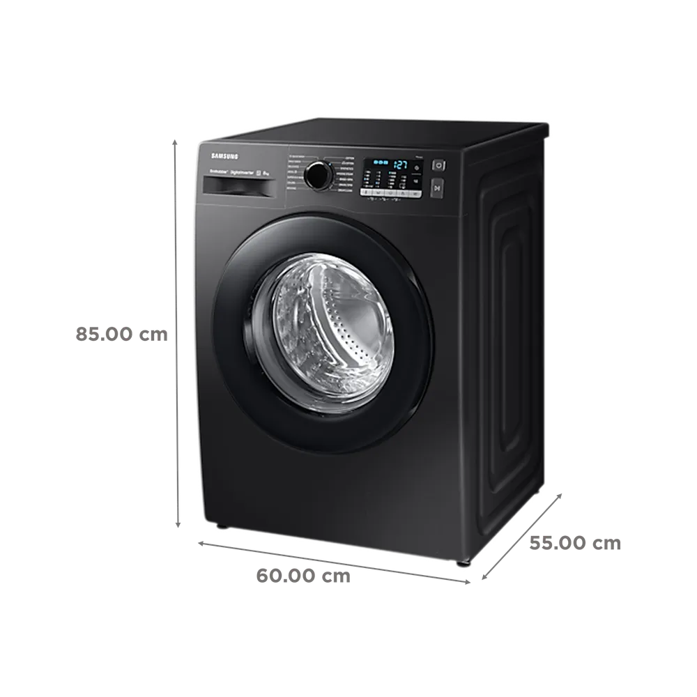SAMSUNG 8 kg 5 Star Inverter Fully Automatic Front Load Washing Machine (WW80TA046AB1TL, Hygiene Steam, Diamond Drum, Black) - Image 4
