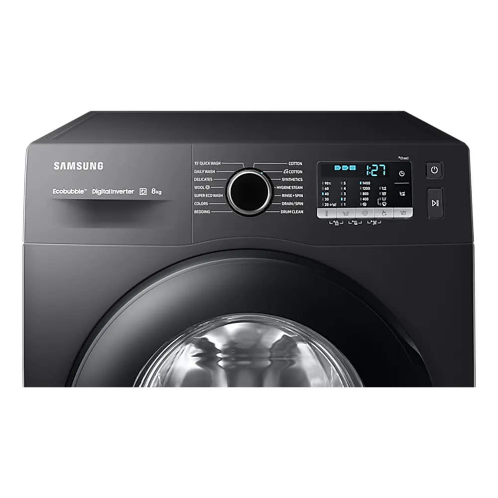 SAMSUNG 8 kg 5 Star Inverter Fully Automatic Front Load Washing Machine (WW80TA046AB1TL, Hygiene Steam, Diamond Drum, Black) - Image 5