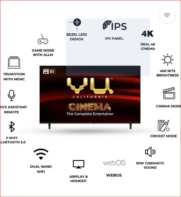 Vu Cinema 139 cm (55 inch) Ultra HD (4K) LED Smart WebOS TV (55CINEMA) - Image 2